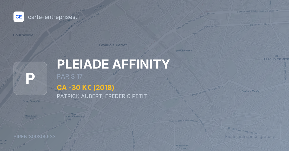 PLEIADE AFFINITY — 809805633 — fiche entreprise
