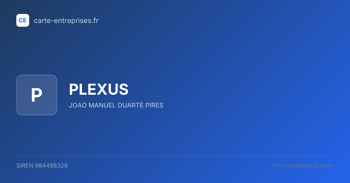 PLEXUS — 984498329 — fiche entreprise