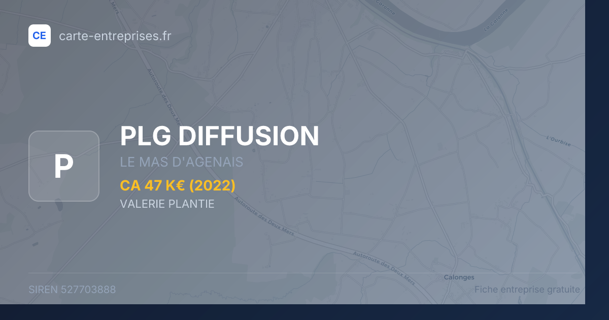 PLG DIFFUSION — 527703888 — fiche entreprise