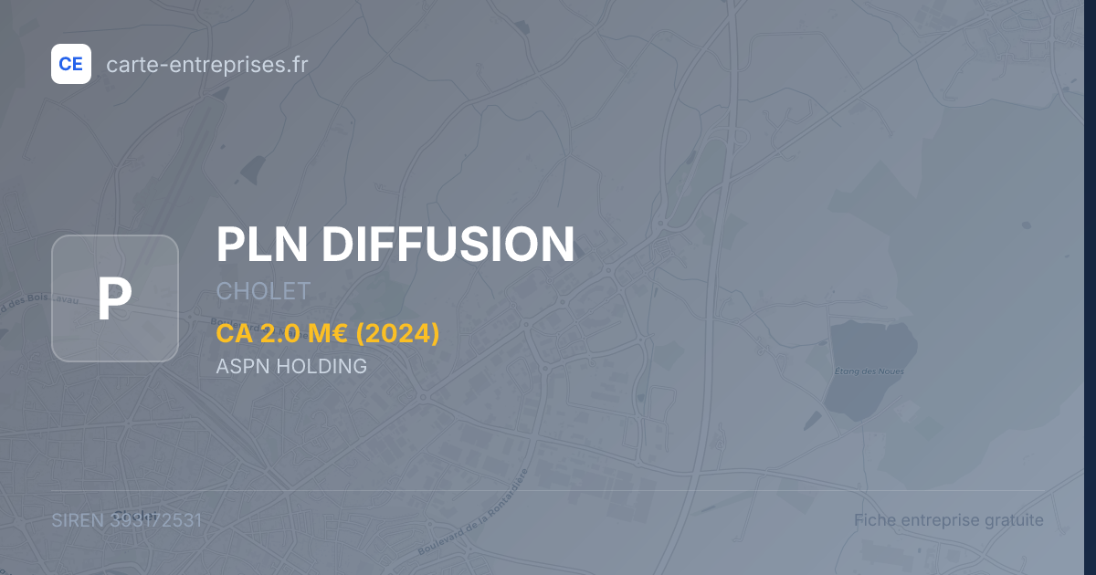 PLN DIFFUSION — 393172531 — fiche entreprise