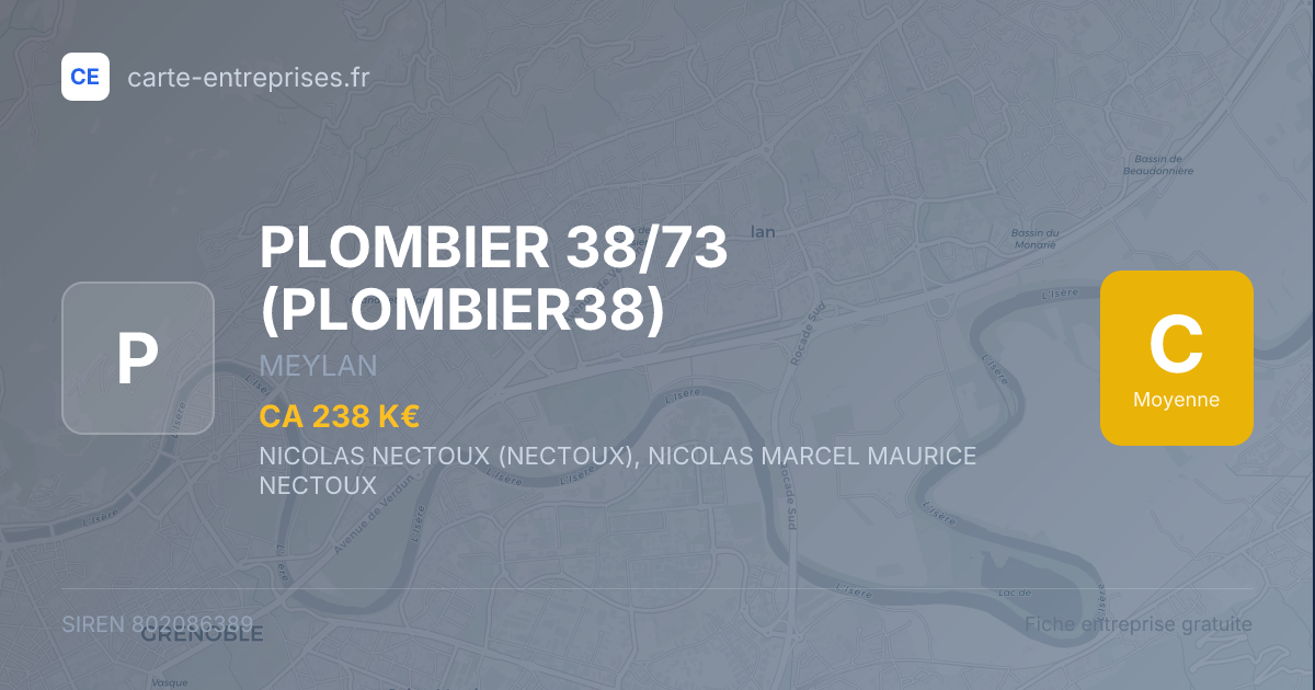 PLOMBIER 38/73 (PLOMBIER38) — 802086389 — fiche entreprise