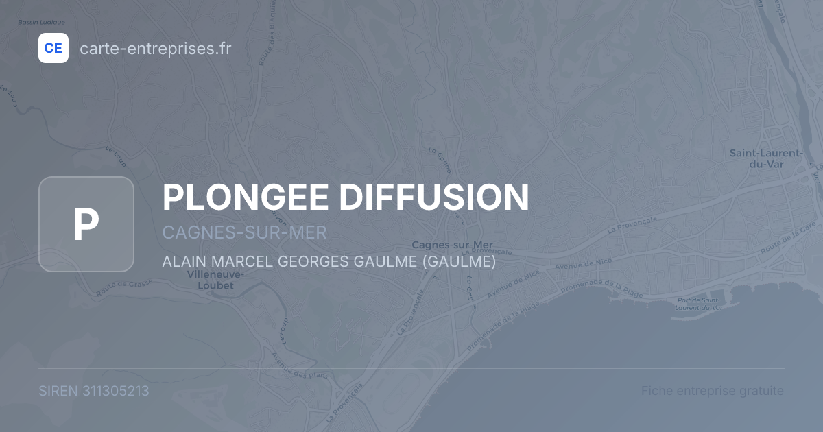 PLONGEE DIFFUSION — 311305213 — fiche entreprise