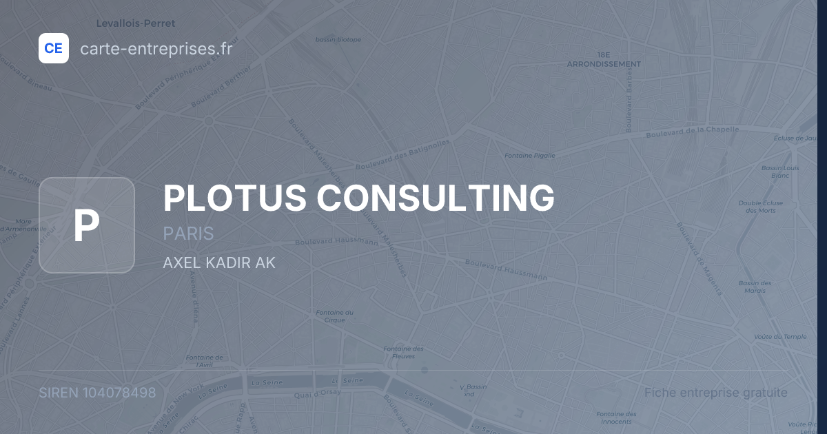 PLOTUS CONSULTING — 104078498 — fiche entreprise