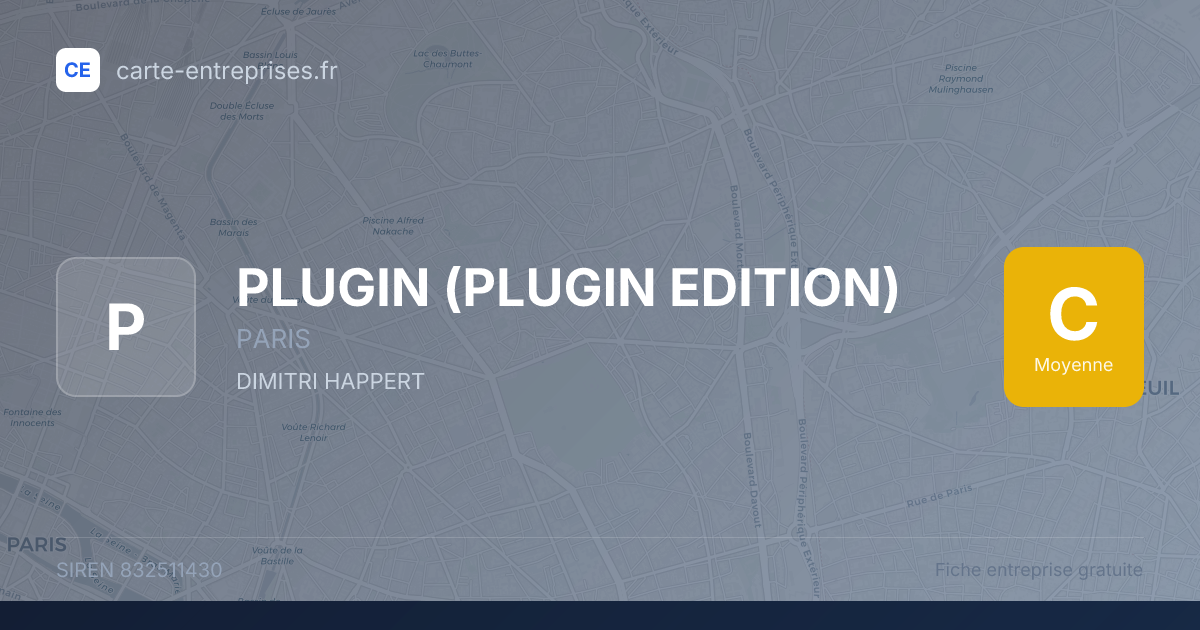 PLUGIN (PLUGIN EDITION) — 832511430 — fiche entreprise