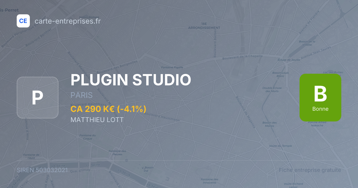 PLUGIN STUDIO — 503032021 — fiche entreprise