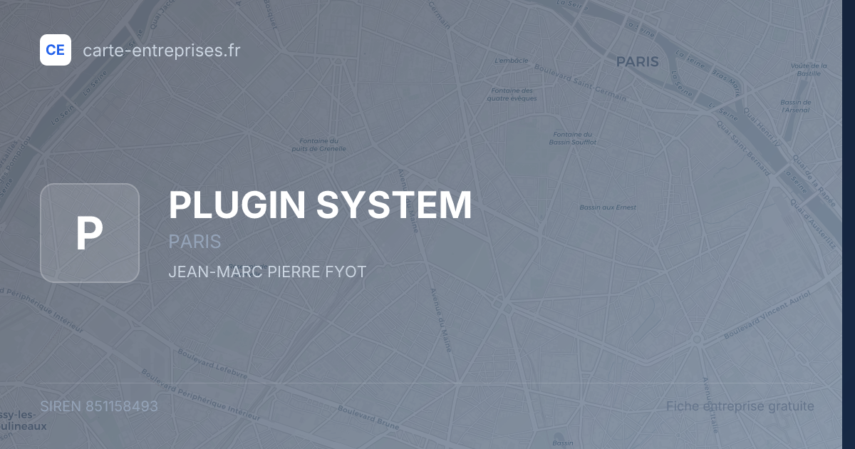 PLUGIN SYSTEM — 851158493 — fiche entreprise
