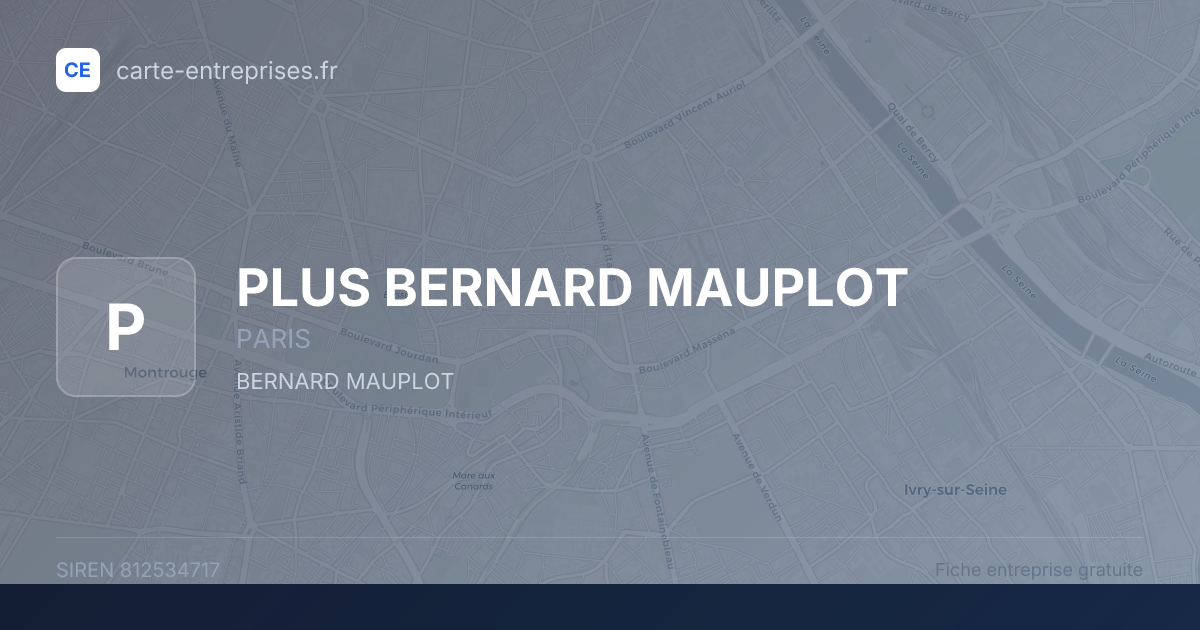 PLUS BERNARD MAUPLOT — 812534717 — fiche entreprise