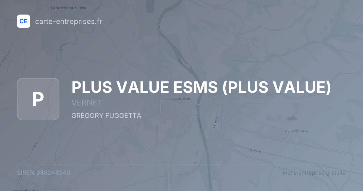 PLUS VALUE ESMS (PLUS VALUE) — 948248240 — fiche entreprise