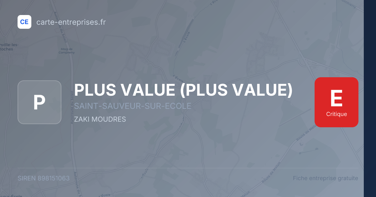 PLUS VALUE — 898151063 — fiche entreprise