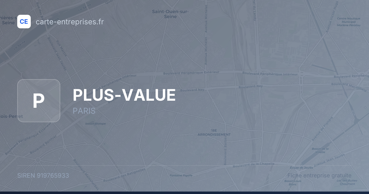 PLUS-VALUE — 919765933 — fiche entreprise