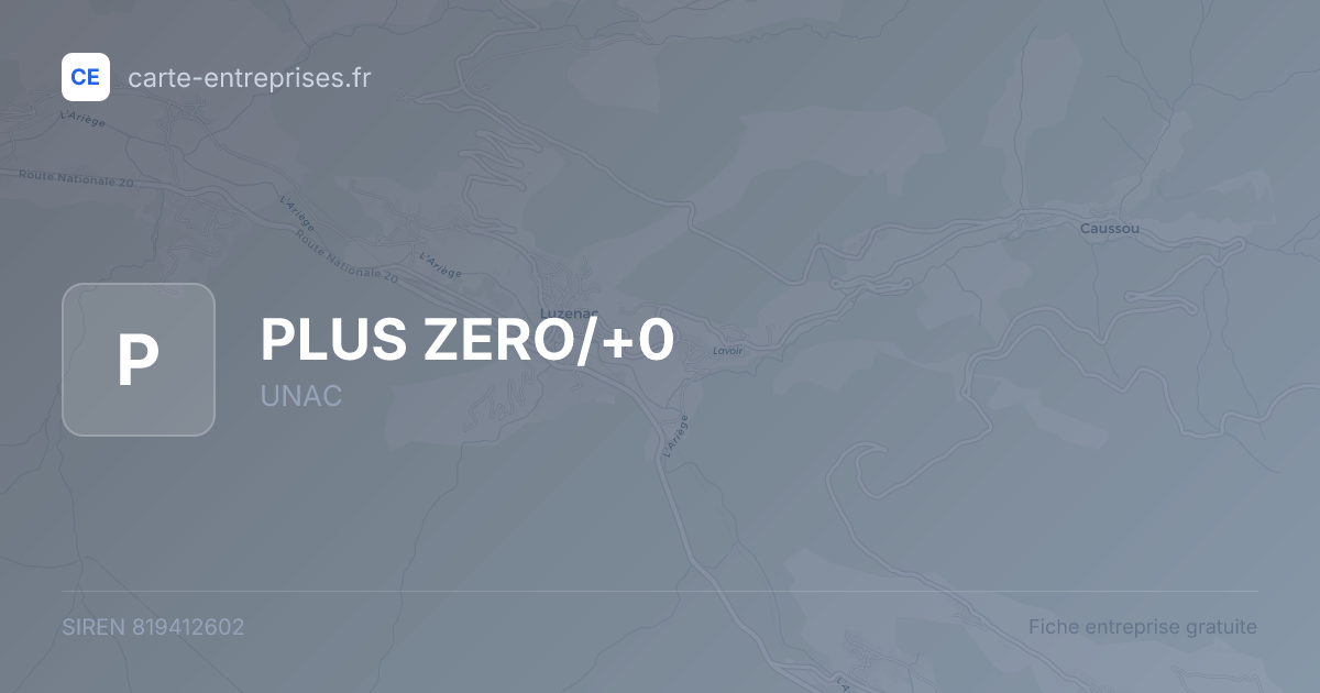 PLUS ZERO/+0 — 819412602 — fiche entreprise