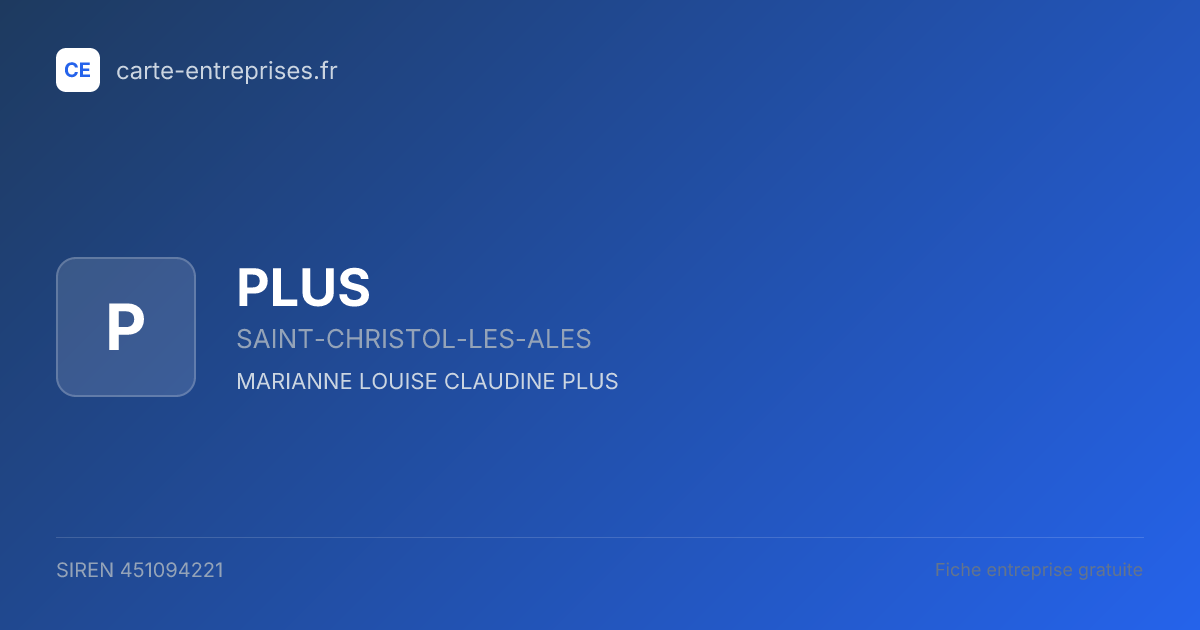 PLUS — 451094221 — fiche entreprise