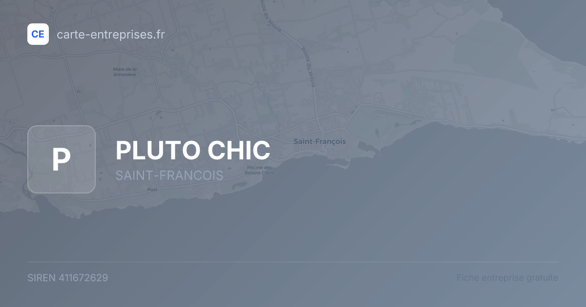 PLUTO CHIC — 411672629 — fiche entreprise