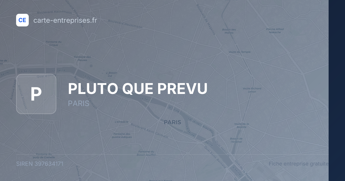 PLUTO QUE PREVU — 397634171 — fiche entreprise