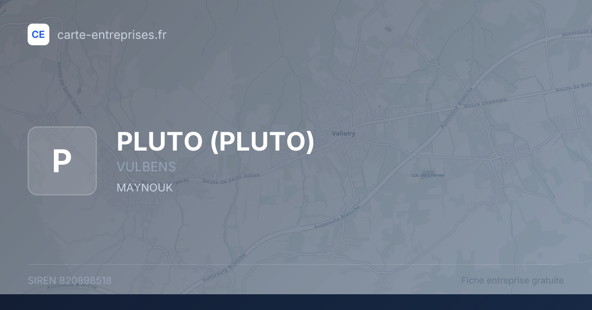 PLUTO — 820898518 — fiche entreprise