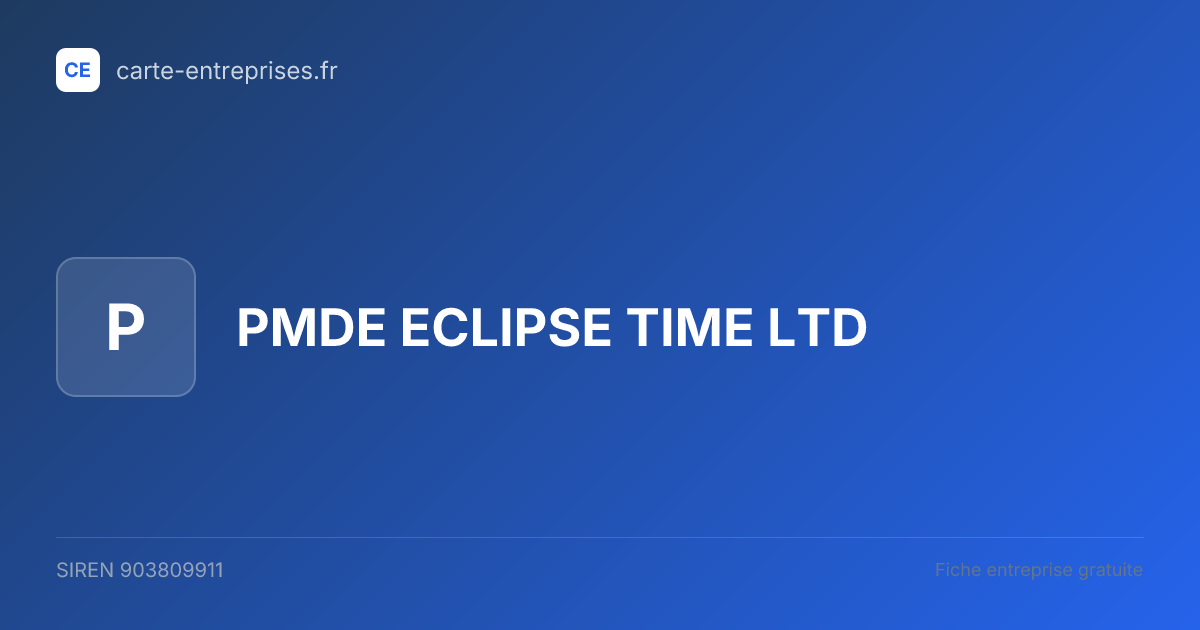 PMDE ECLIPSE TIME LTD — 903809911 — fiche entreprise
