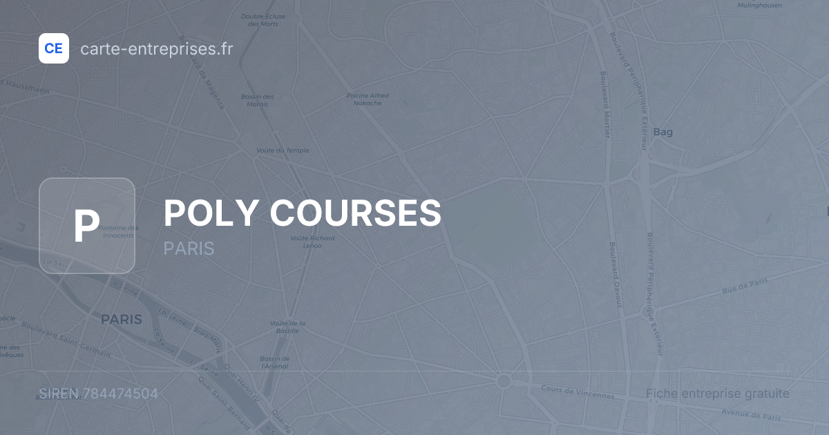 POLY COURSES — 784474504 — fiche entreprise