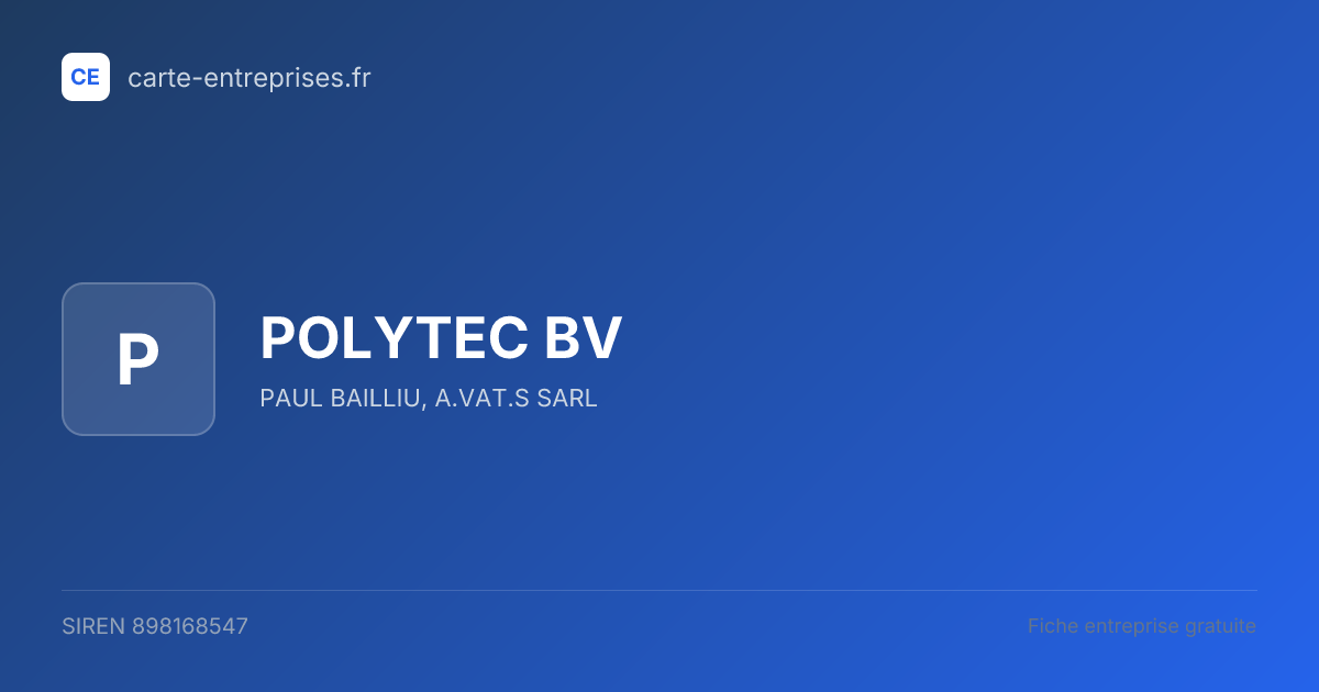 POLYTEC BV — 898168547 — fiche entreprise