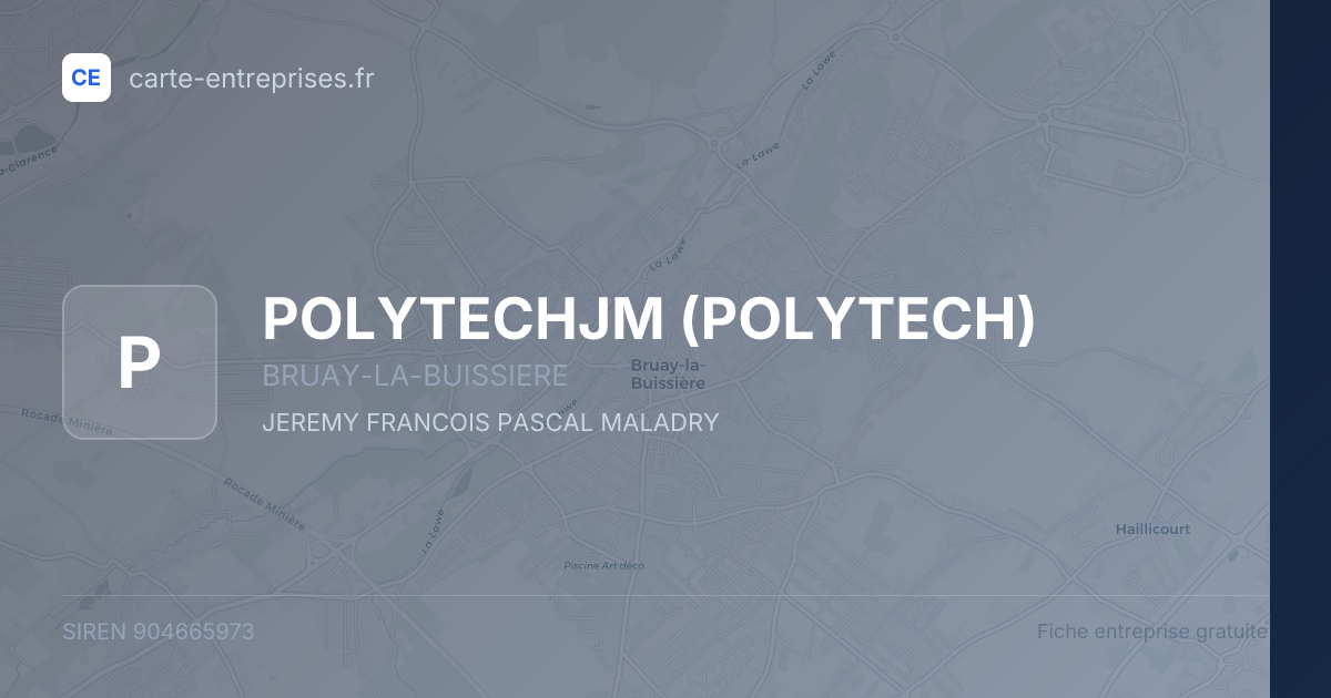 POLYTECHJM (POLYTECH) — 904665973 — fiche entreprise