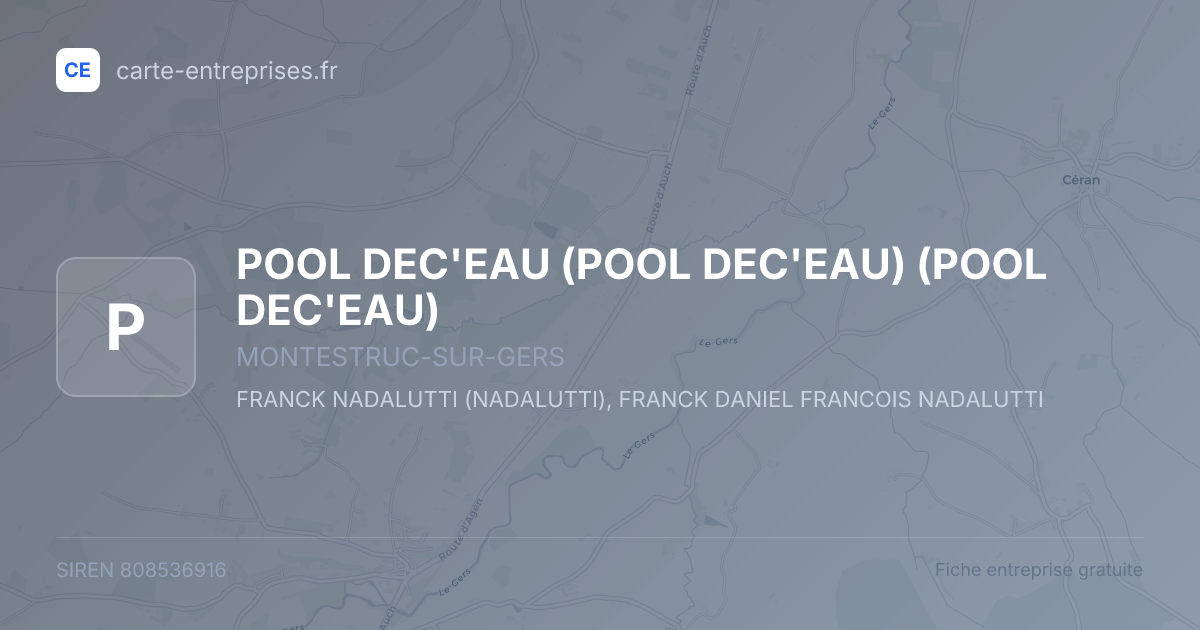 POOL DEC'EAU (POOL DEC'EAU) (POOL DEC'EAU) — 808536916 — fiche entreprise