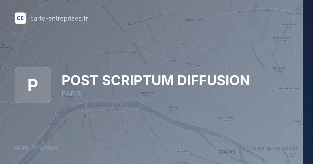 POST SCRIPTUM DIFFUSION — 351027644 — fiche entreprise