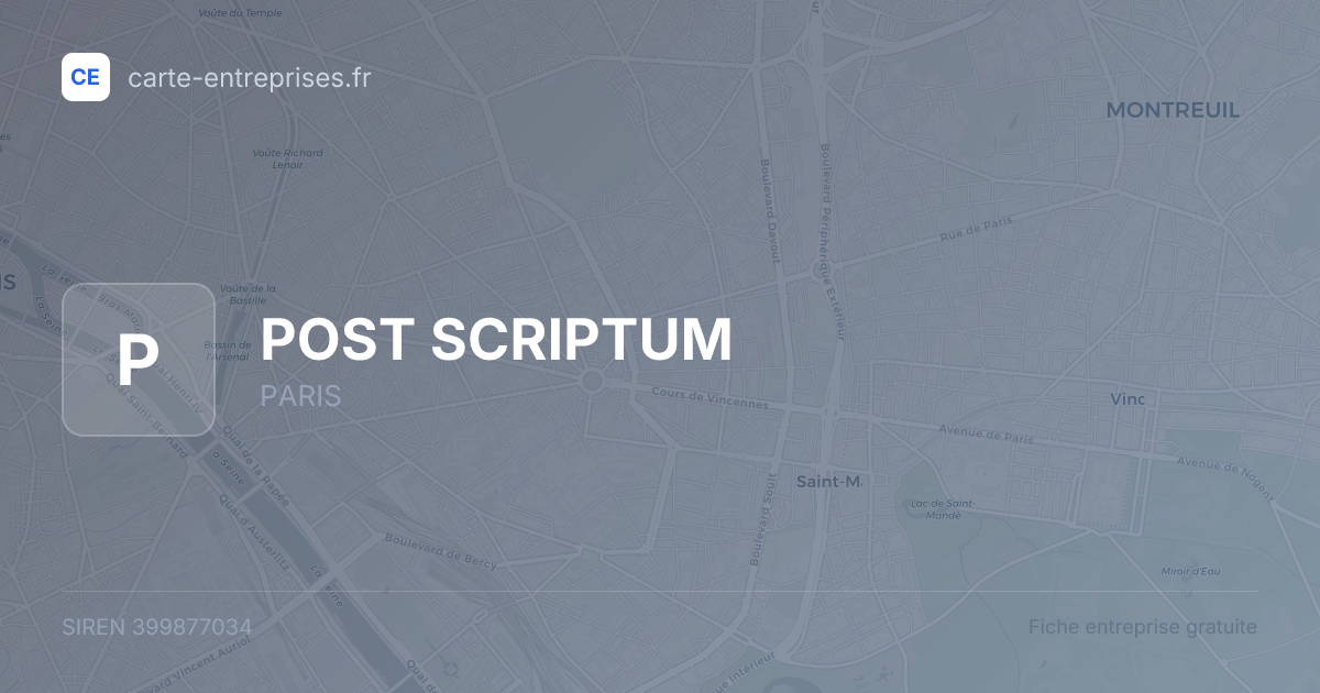 POST SCRIPTUM — 399877034 — fiche entreprise