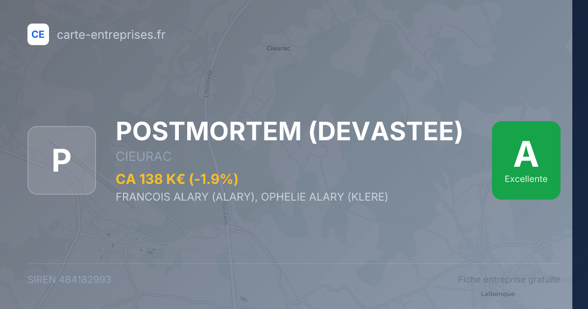 POSTMORTEM (DEVASTEE) — 484182993 — fiche entreprise