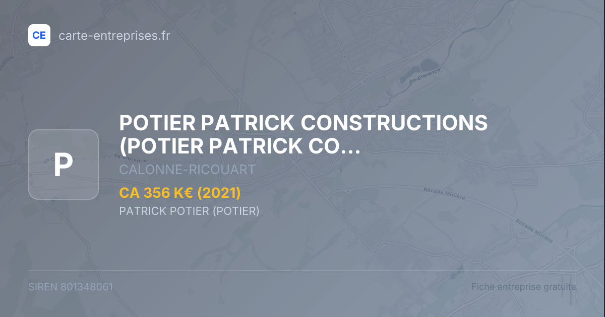 POTIER PATRICK CONSTRUCTIONS — 801348061 — fiche entreprise