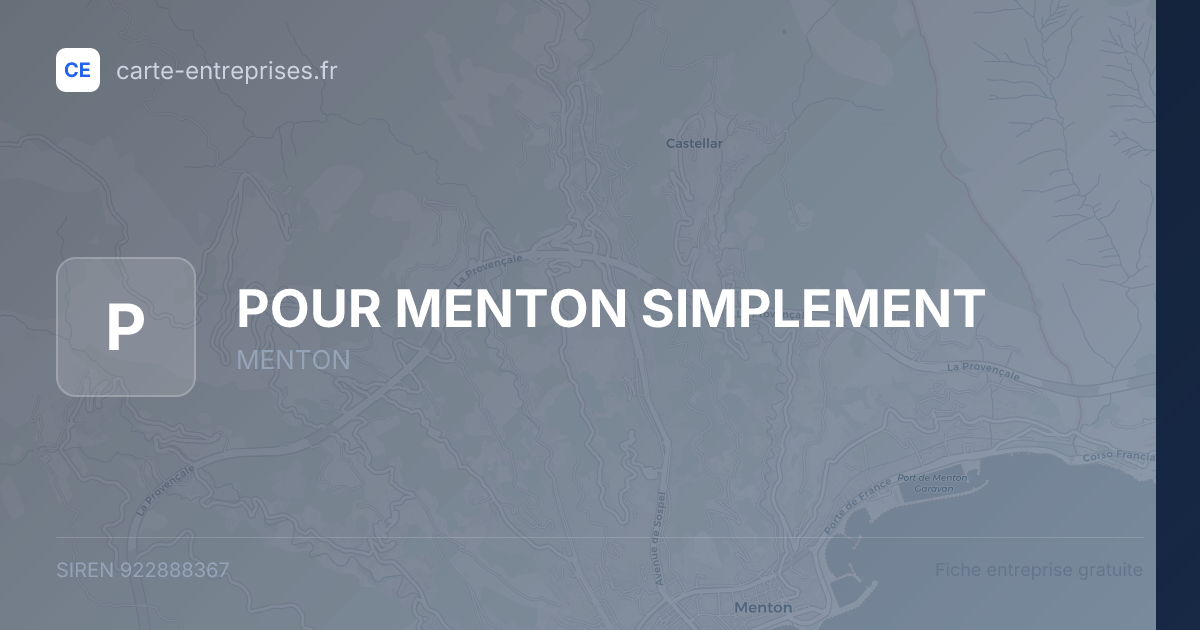 POUR MENTON SIMPLEMENT — 922888367 — fiche entreprise
