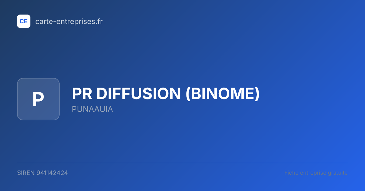 PR DIFFUSION (BINOME) — 941142424 — fiche entreprise