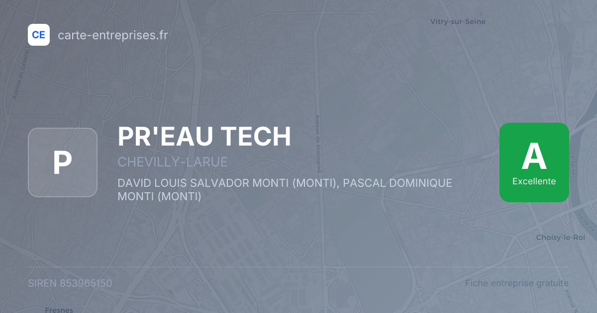PR'EAU TECH — 853965150 — fiche entreprise