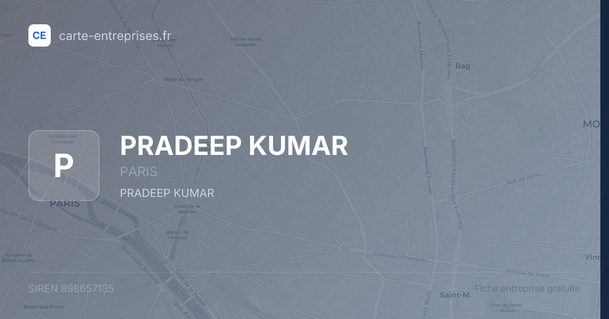 PRADEEP KUMAR — 898657135 — fiche entreprise