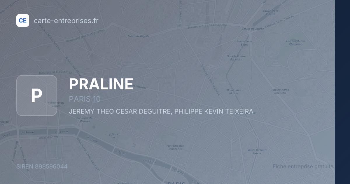 PRALINE — 898596044 — fiche entreprise