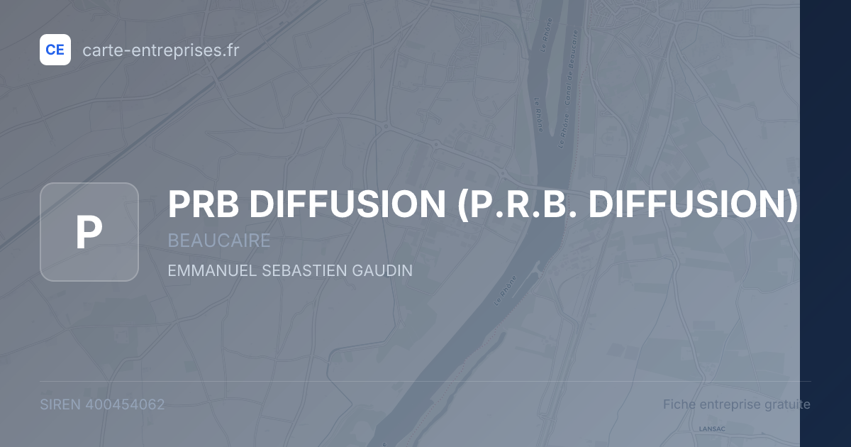 PRB DIFFUSION (P.R.B. DIFFUSION) — 400454062 — fiche entreprise