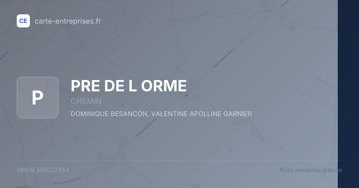 PRE DE L ORME — 339037244 — fiche entreprise