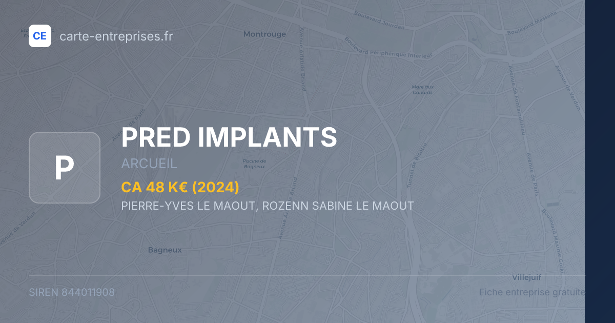 PRED IMPLANTS — 844011908 — fiche entreprise