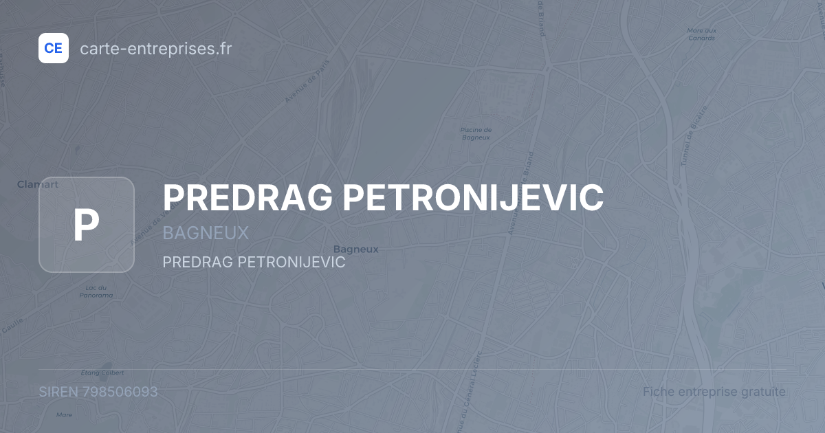 PREDRAG PETRONIJEVIC — 798506093 — fiche entreprise