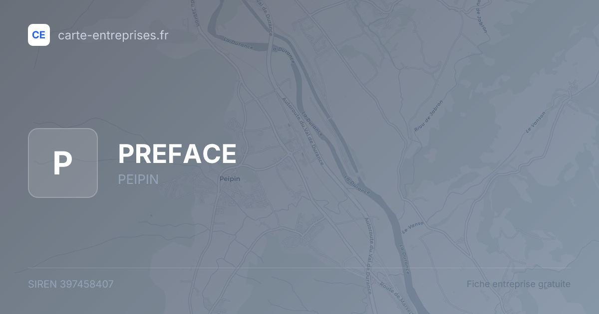 PREFACE — 397458407 — fiche entreprise