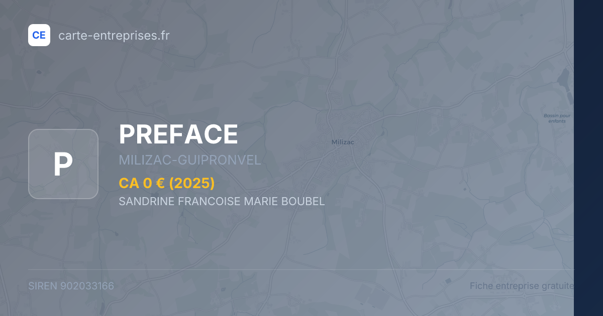 PREFACE — 902033166 — fiche entreprise