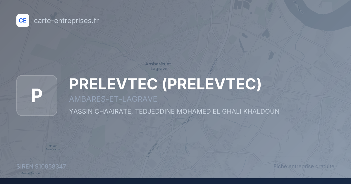 PRELEVTEC — 910958347 — fiche entreprise
