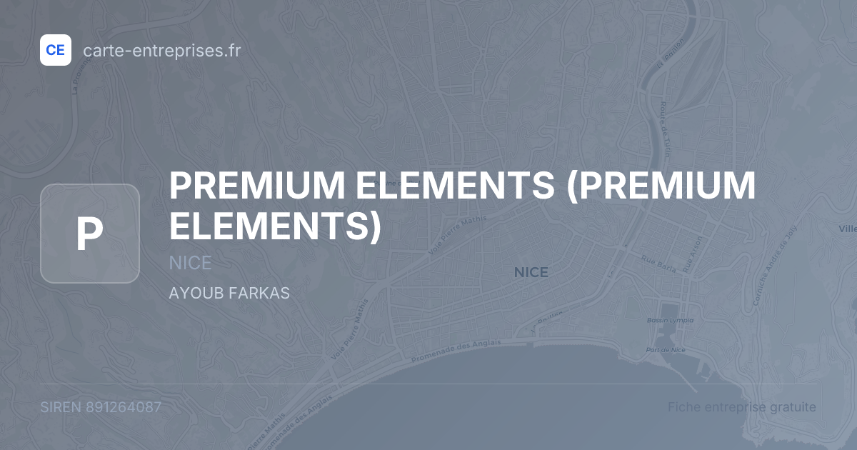 PREMIUM ELEMENTS — 891264087 — fiche entreprise