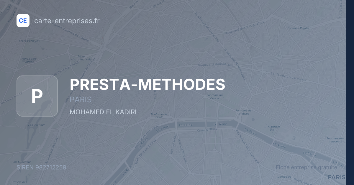 PRESTA-METHODES — 982712259 — fiche entreprise