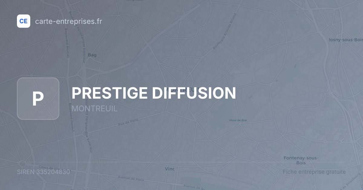 PRESTIGE DIFFUSION — 335204830 — fiche entreprise