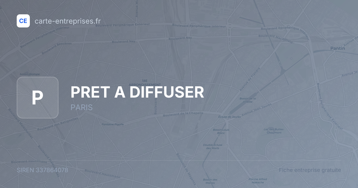 PRET A DIFFUSER — 337864078 — fiche entreprise
