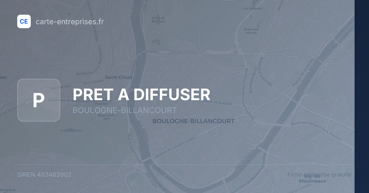 PRET A DIFFUSER — 403483902 — fiche entreprise