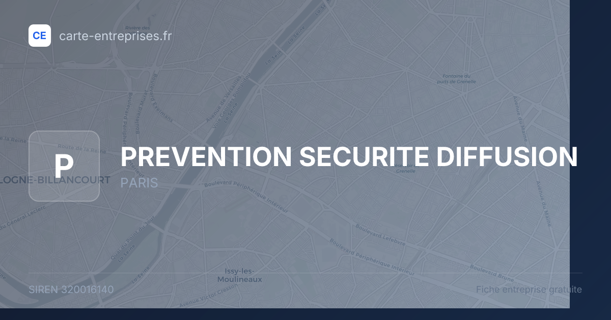 PREVENTION SECURITE DIFFUSION — 320016140 — fiche entreprise