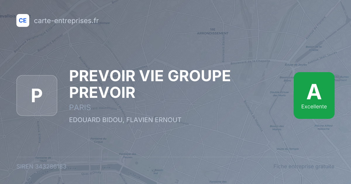 PREVOIR VIE GROUPE PREVOIR — 343286183 — fiche entreprise