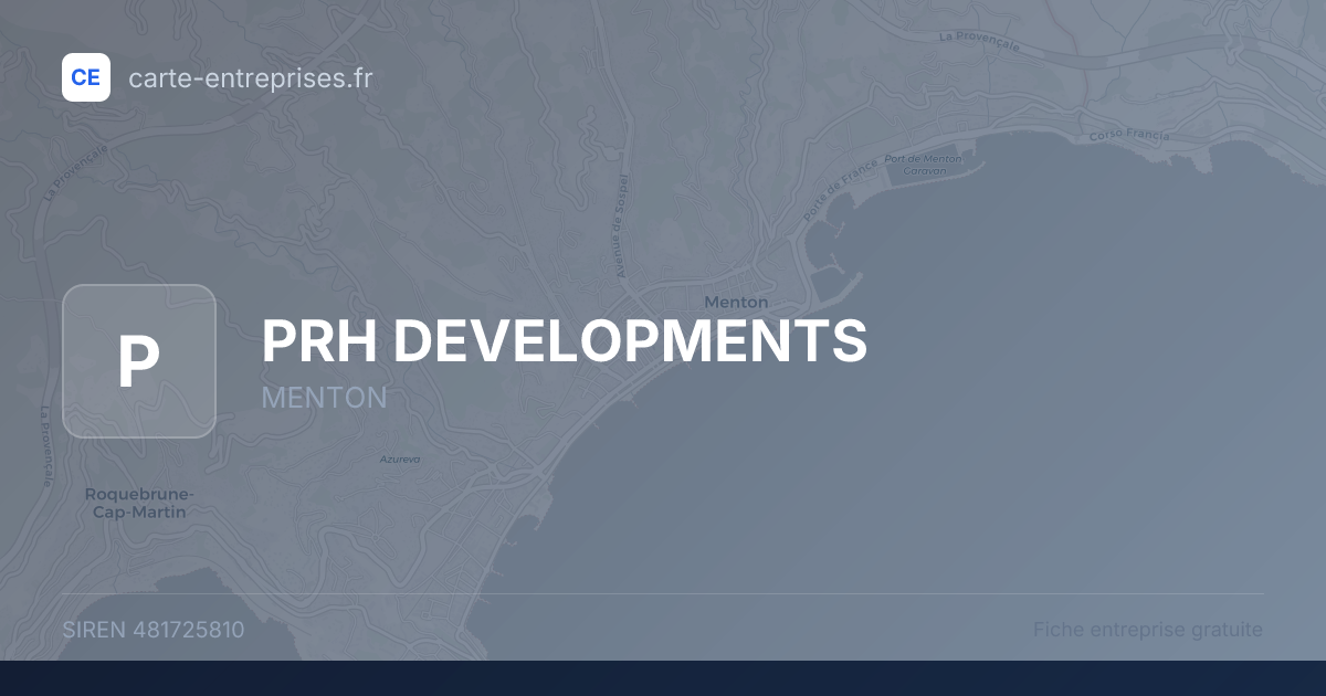 PRH DEVELOPMENTS — 481725810 — fiche entreprise