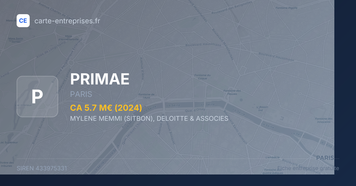 PRIMAE — 433975331 — fiche entreprise
