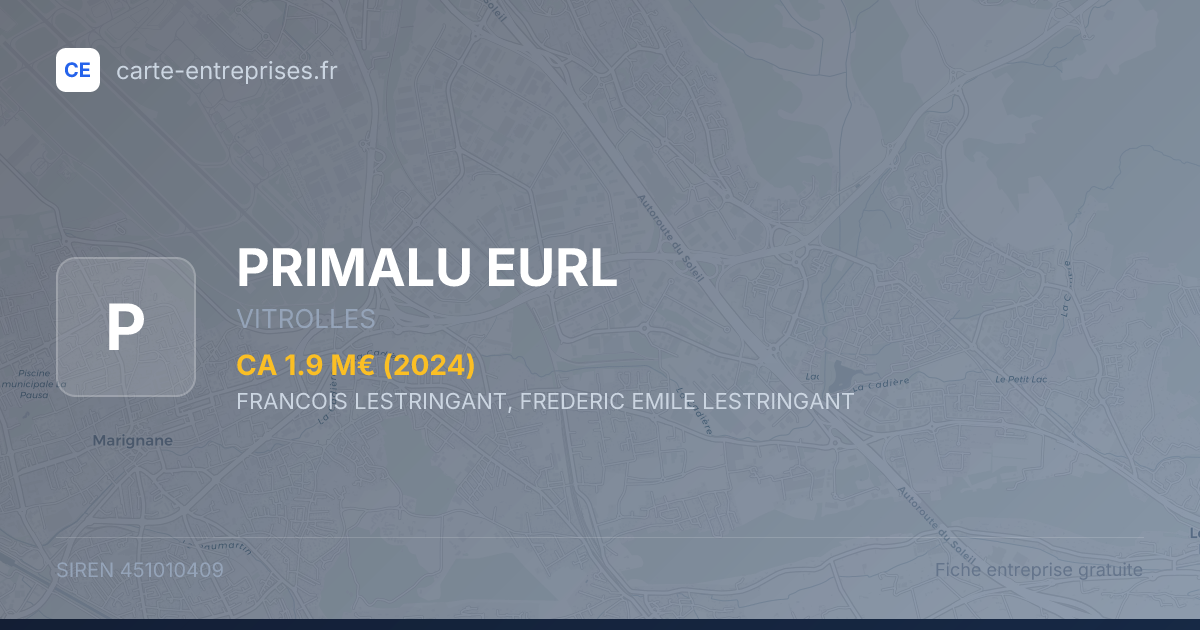 PRIMALU EURL — 451010409 — fiche entreprise